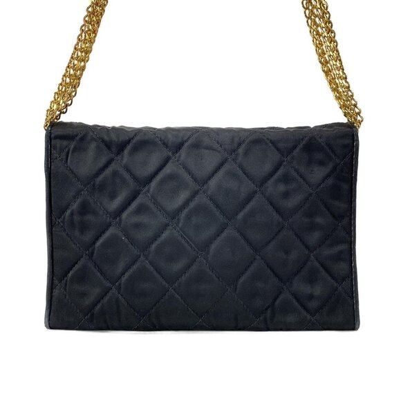 Auth CHANEL Matelasse - Black Satin Shoulder Bag Gold hardware - Picture 2 of 15